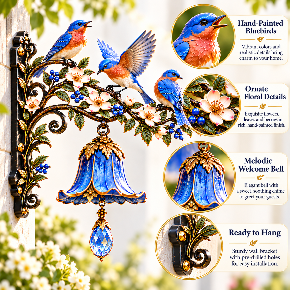 Bluebird Blossom Welcome Bell details