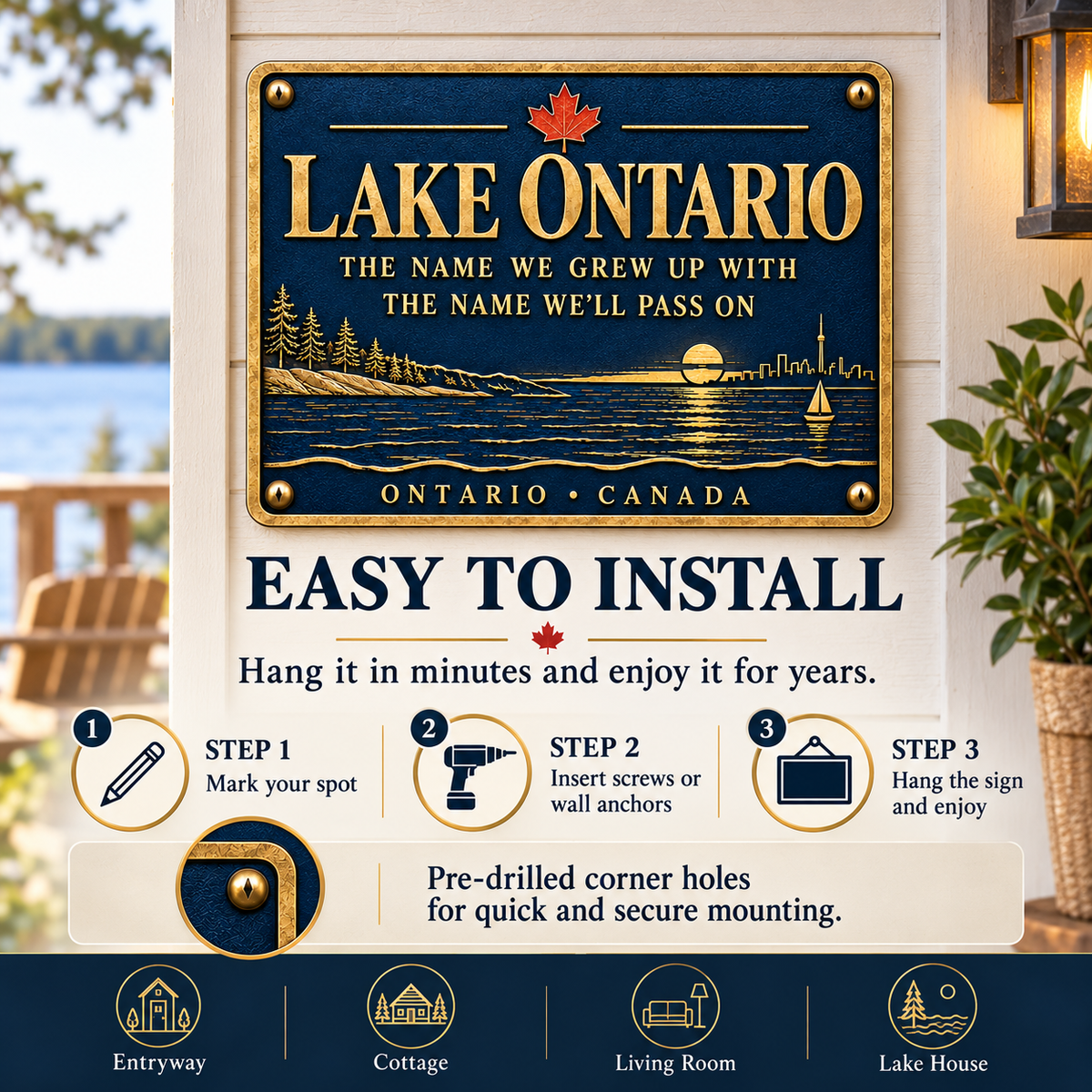 🍁 Lake Ontario Legacy Metal Wall Sign | The Name We Grew Up With 🌊
