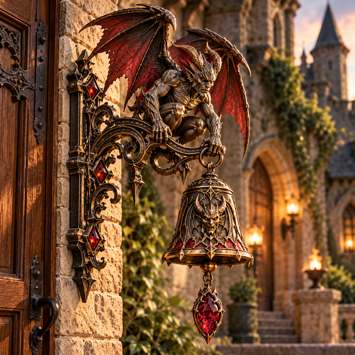 Gargoyle Gatekeeper gothic hanging welcome bell
