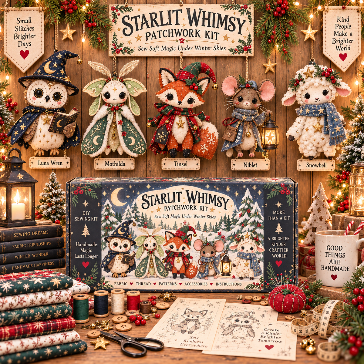 ✨ Christmas Patchwork Character DIY Kit™ – Create Your Own Handmade Holiday Friends 🎁🧵