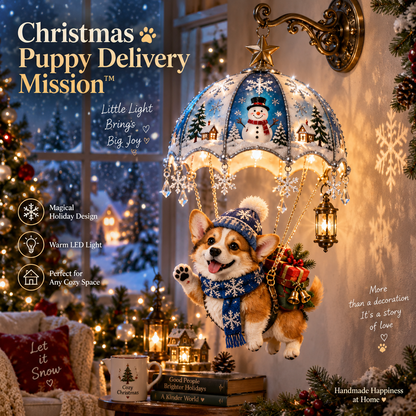 🎄🐶 Christmas Puppy Sky Delivery Lamp™ – Whimsical Lighted Holiday Wall Decor