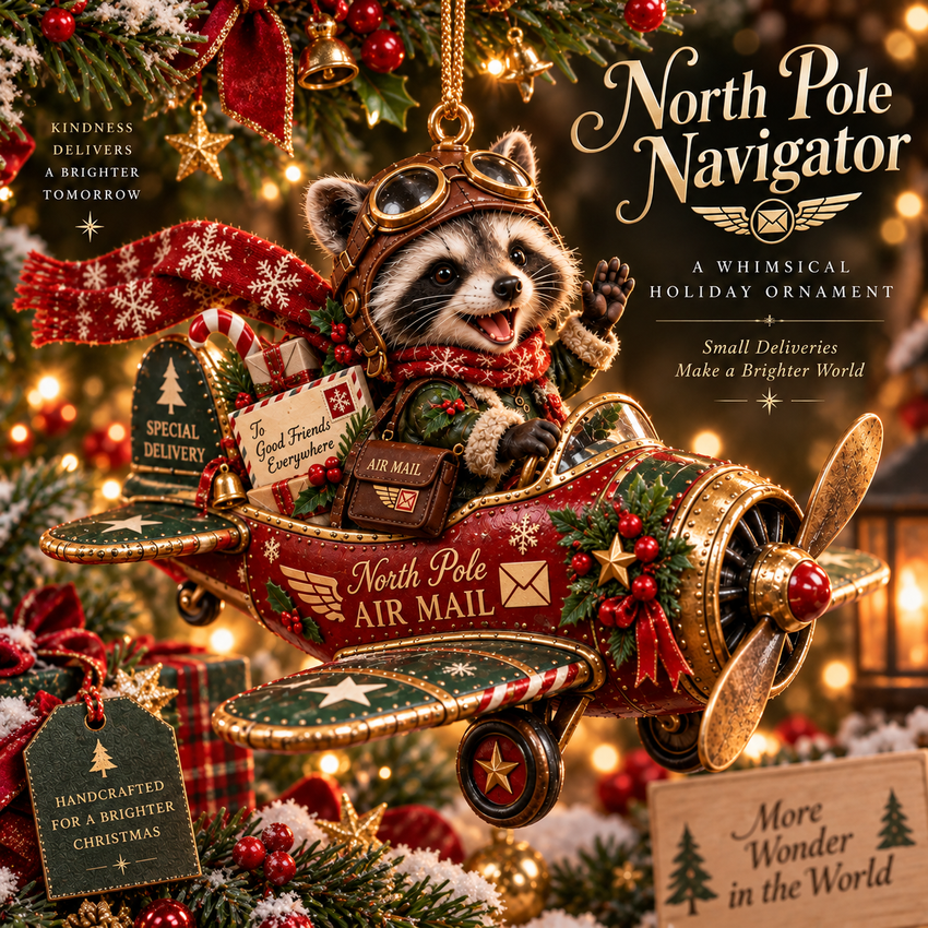 North Pole Navigator ornament detail