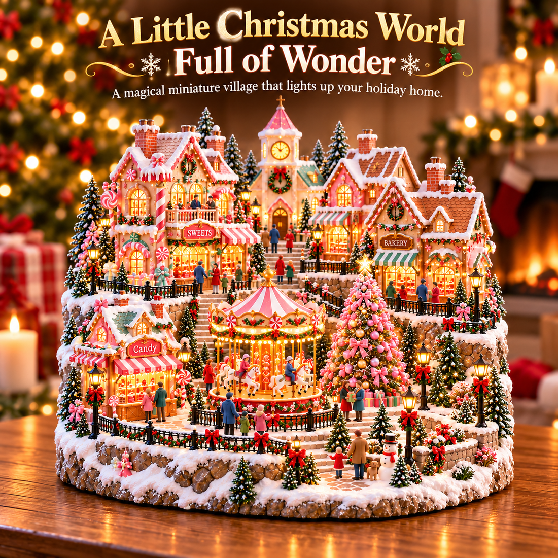 Candy Glow miniature Christmas market displayed in daylight