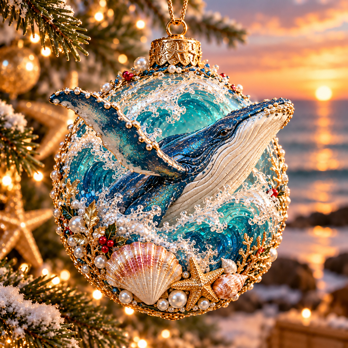 🌊🎄 Coastal Christmas Ocean Legends™ – 3D Marine Life Ornament Collection
