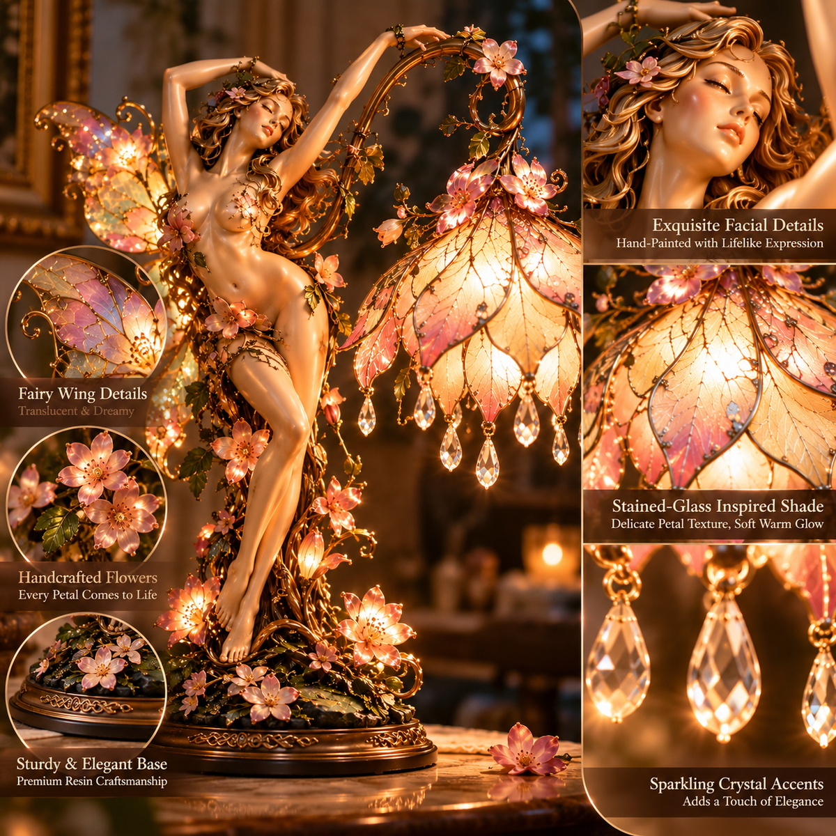 Close details of Enchanted Blossom Fairy Lamp