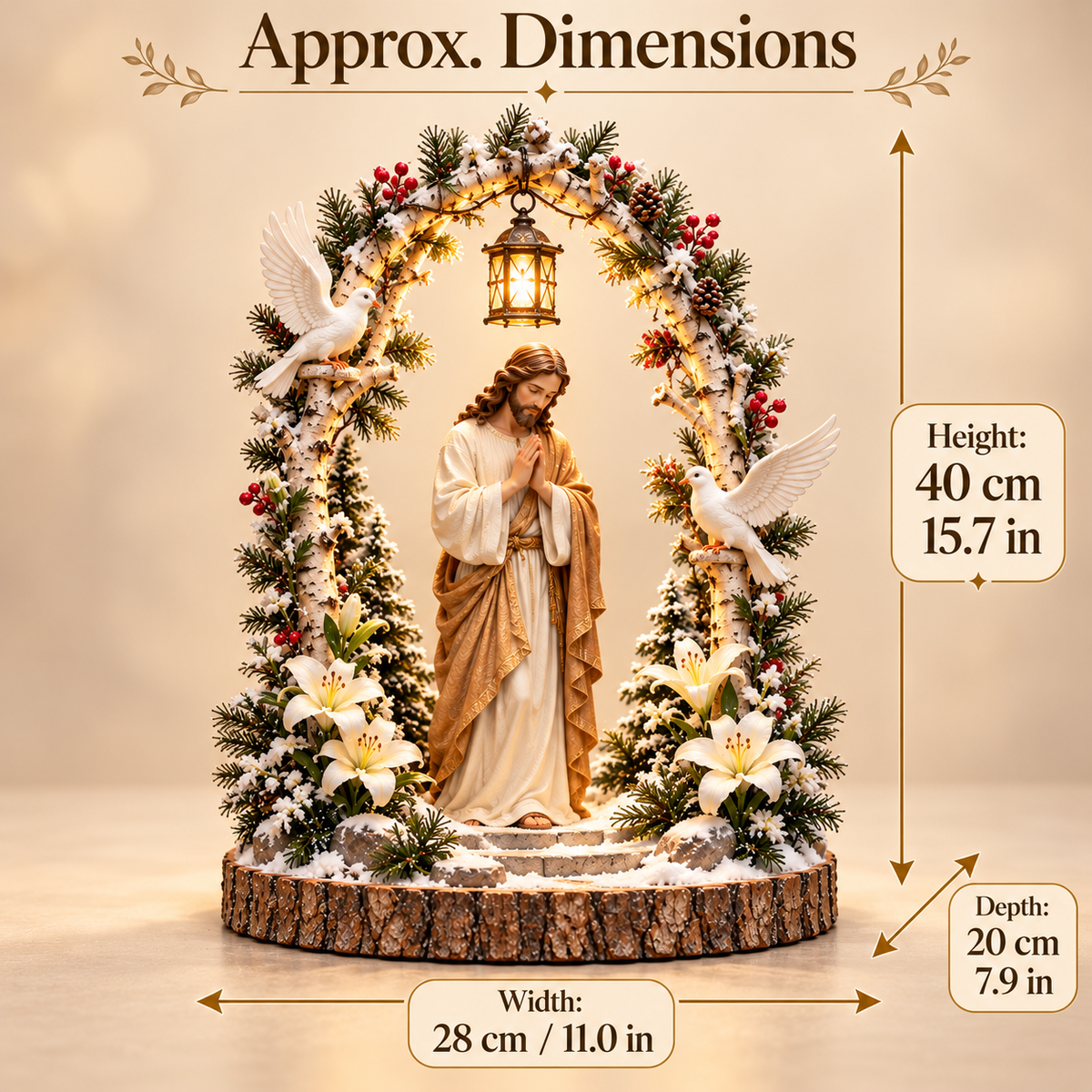 🕊️✨ Prince of Peace™ — Lighted Jesus Blessing Arch with Doves & Lilies 🙏