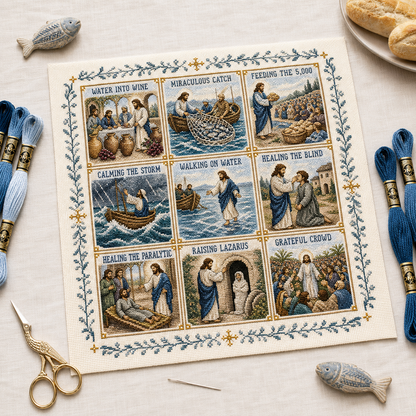 ✝️ Jesus Story Cross Stitch Kit – Biblical Moments DIY Embroidery Collection 🧵✨