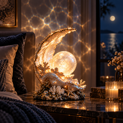 🌊🌙 Pearl Eclipse™ — Moonlit Ocean Projection Lamp ✨