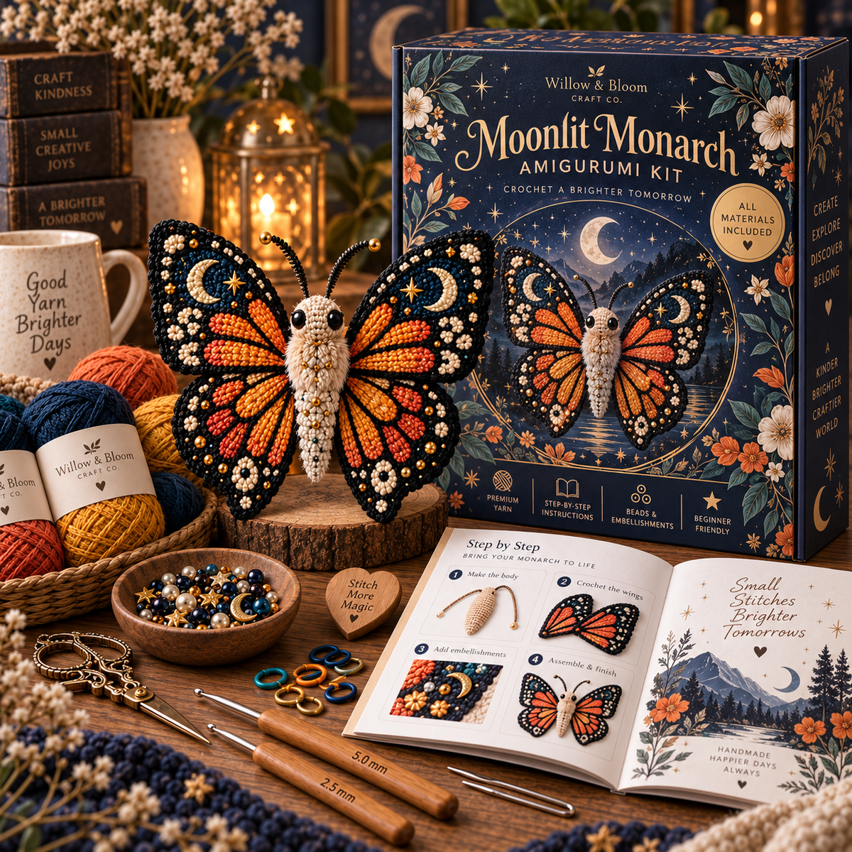 🦋 DIY Crochet Butterfly & Moth Amigurumi Kit – Handmade Craft Set