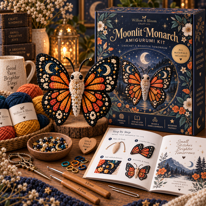 🦋 DIY Crochet Butterfly & Moth Amigurumi Kit – Handmade Craft Set