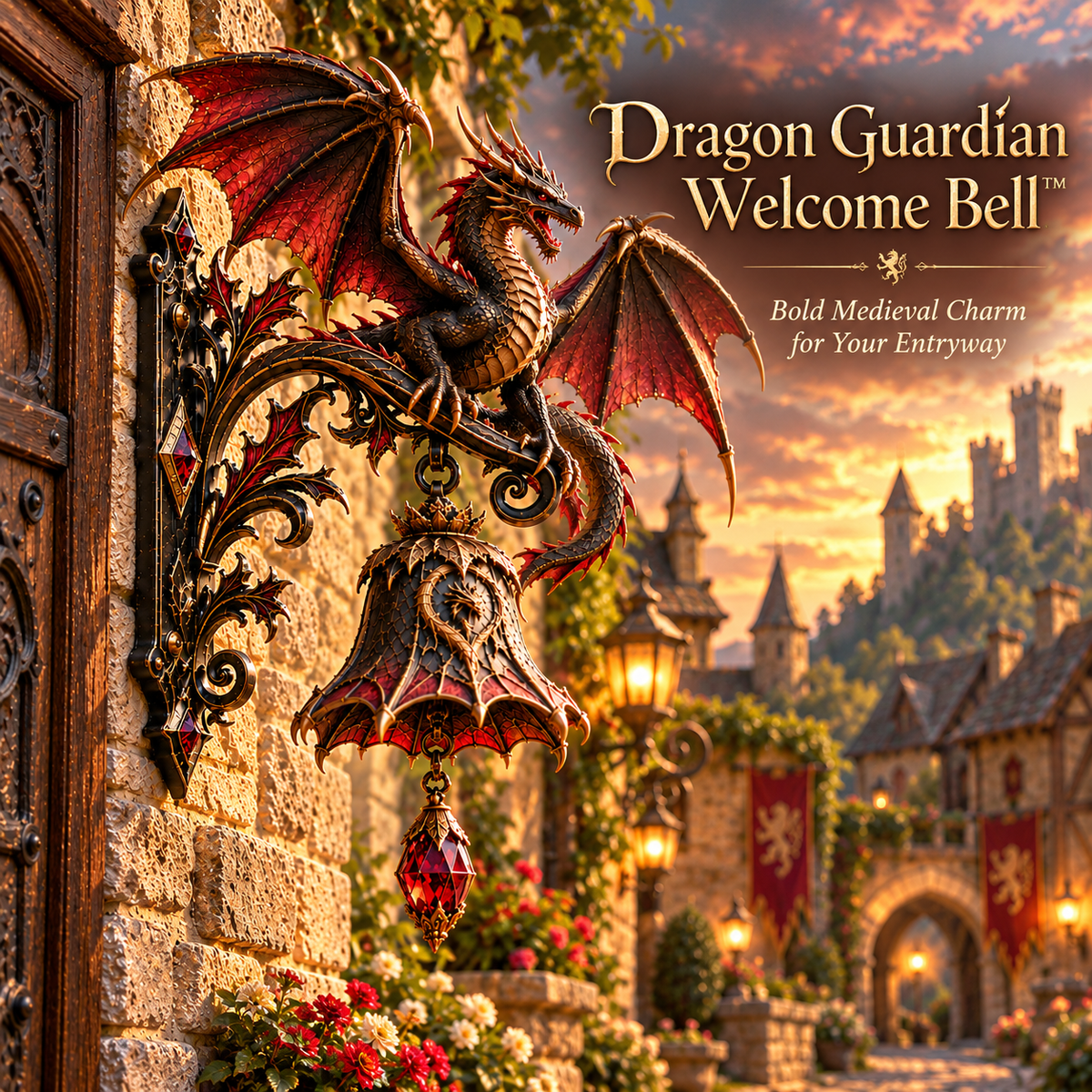 🐉😈 Gothic Guardian Welcome Bell™ – Medieval Fantasy Dragon & Demon Door Bell Collection