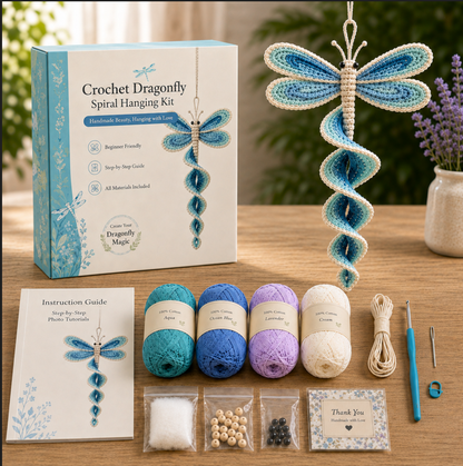 🧶Crochet Spiral Hanging Kit – Beginner-Friendly DIY Garden Animal Decor🌿
