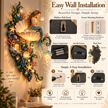 ⏰Limited Stock 50% OFF - 🧜‍♀️✨ Mermaid Pearl Wall Light 🐚🌊