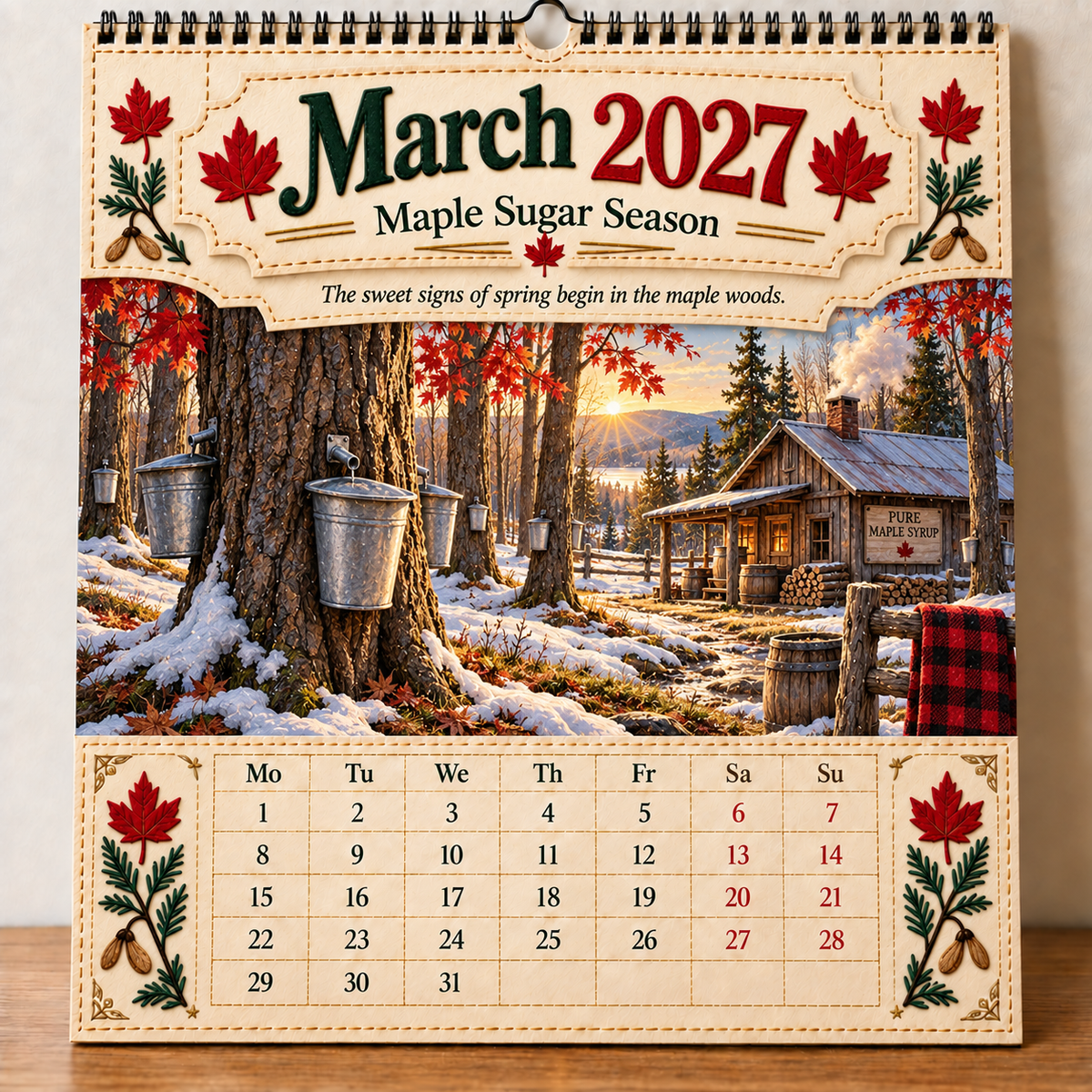 March 2027 maple sugar season calendar