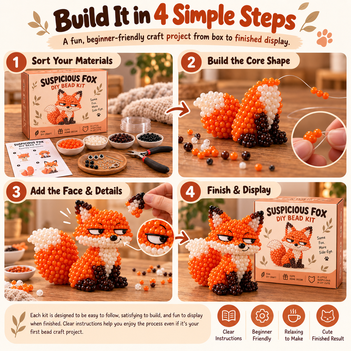 😂🐾Funny Animal DIY Bead Kit – Build Your Own Moody & Chaotic Creatures 🦊🦙