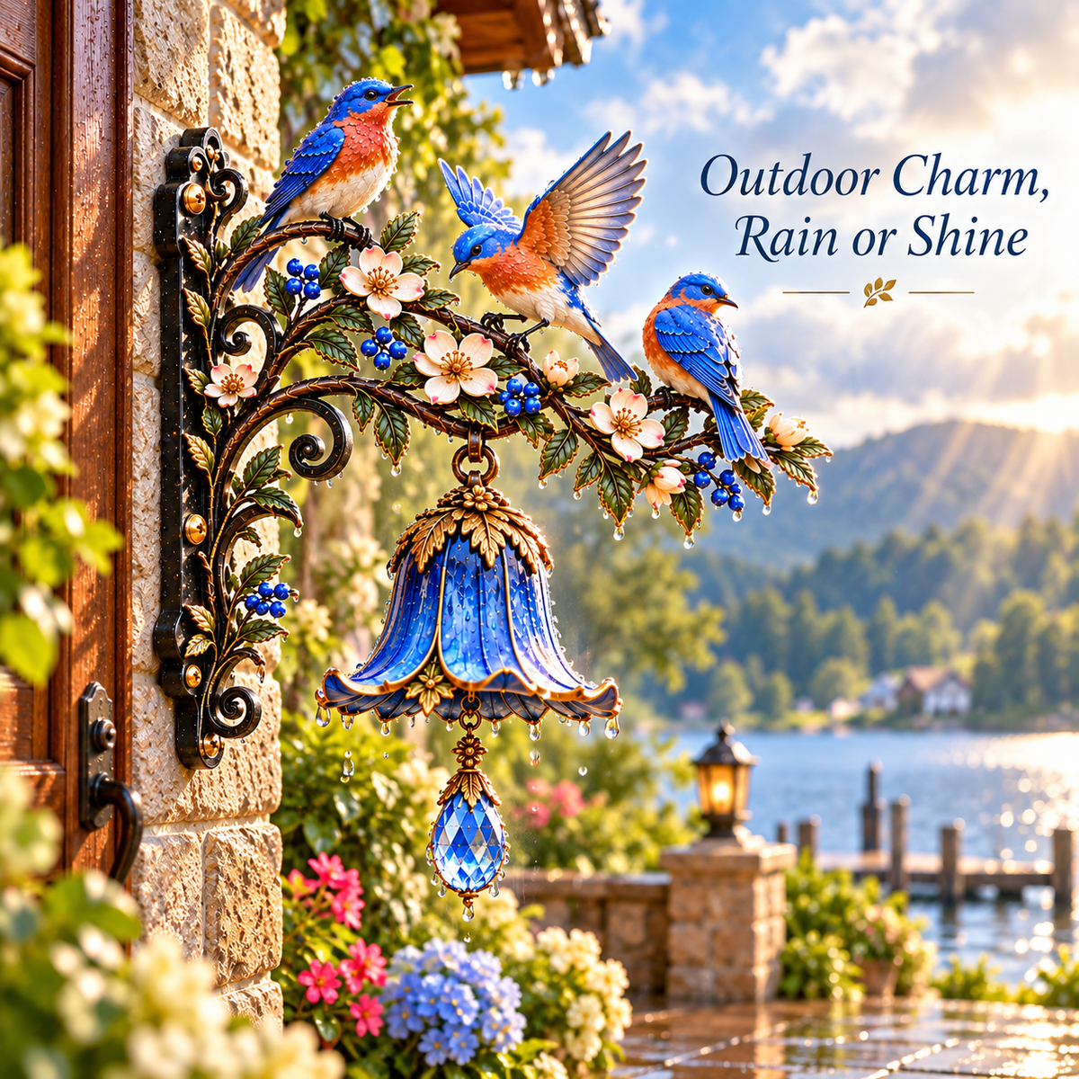 🐦🌸 Bluebird Blossom Welcome Bell™ – Where Bluebirds Come to Greet You