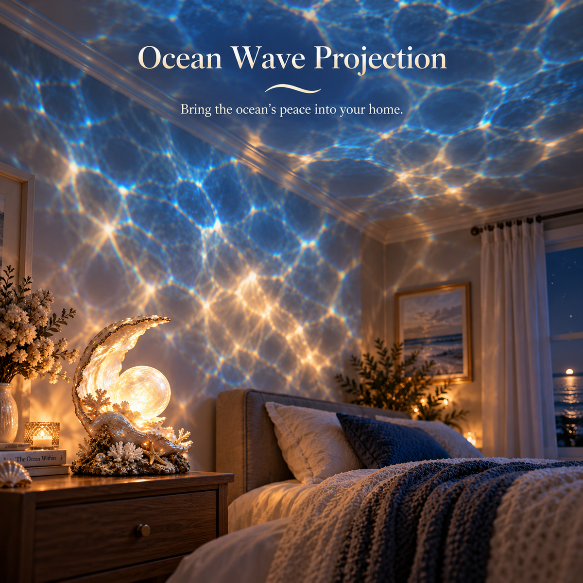 🌊🌙 Pearl Eclipse™ — Moonlit Ocean Projection Lamp ✨