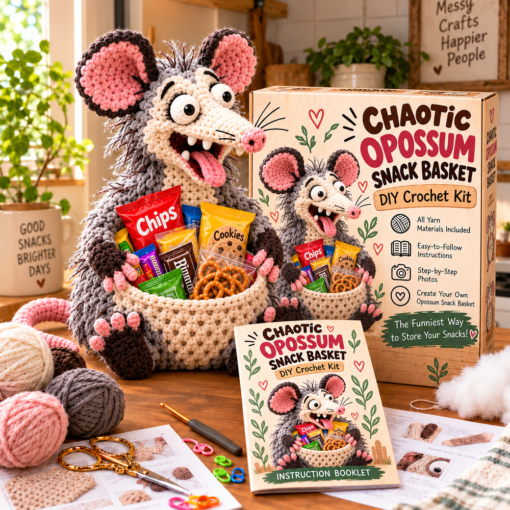 Chaotic Opossum crochet snack basket kit
