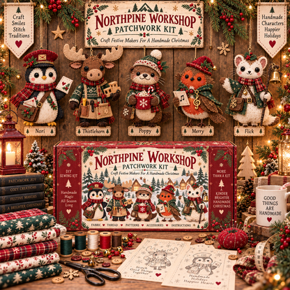 ✨ Christmas Patchwork Character DIY Kit™ – Create Your Own Handmade Holiday Friends 🎁🧵