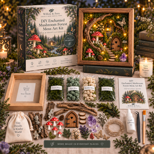 🌿✨ DIY Enchanted Forest Moss Art Kit | Light-Up Miniature Shadow Box 🧚‍♀️🍄