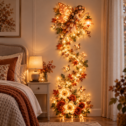 🧚✨ Enchanted Fairy Glow Wall Light™ – A Magical Floral Light Trail for Your Home 🌸💡