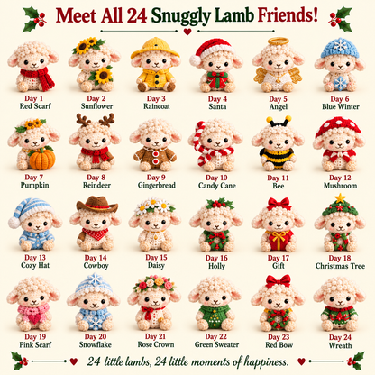 🐑🎄 24 Days of Snuggly Lamb Friends™ – Crochet Advent Calendar