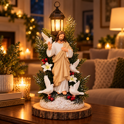✨ Jesus Blessing Lantern Figurine – Lighted Christian Christmas Decor
