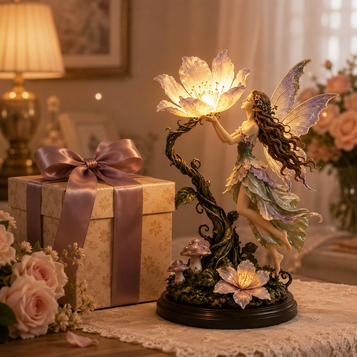 🌙✨ Fairy Flower Night Light – Enchanted Floral LED Lamp for Cozy Home Décor