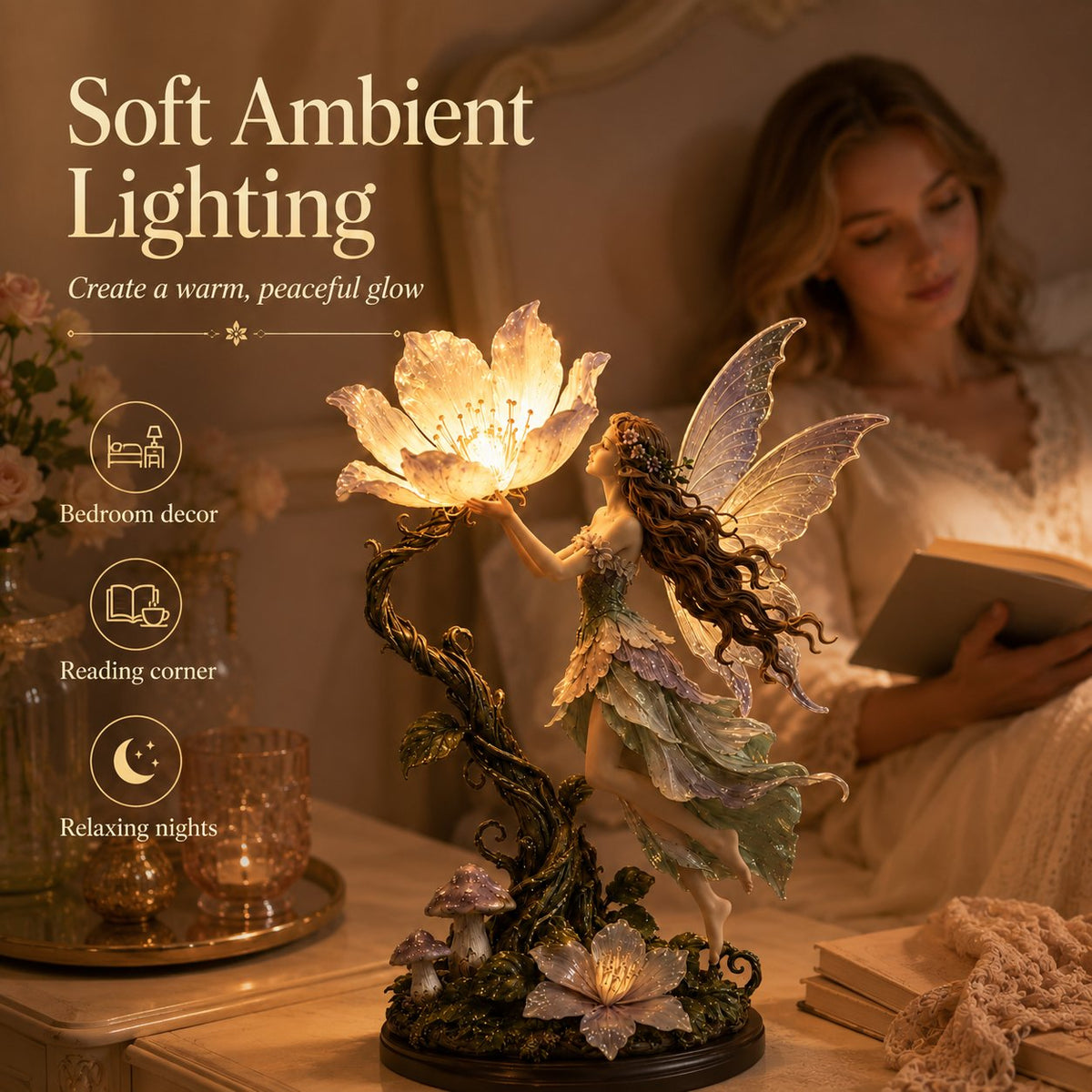 🌙✨ Fairy Flower Night Light – Enchanted Floral LED Lamp for Cozy Home Décor