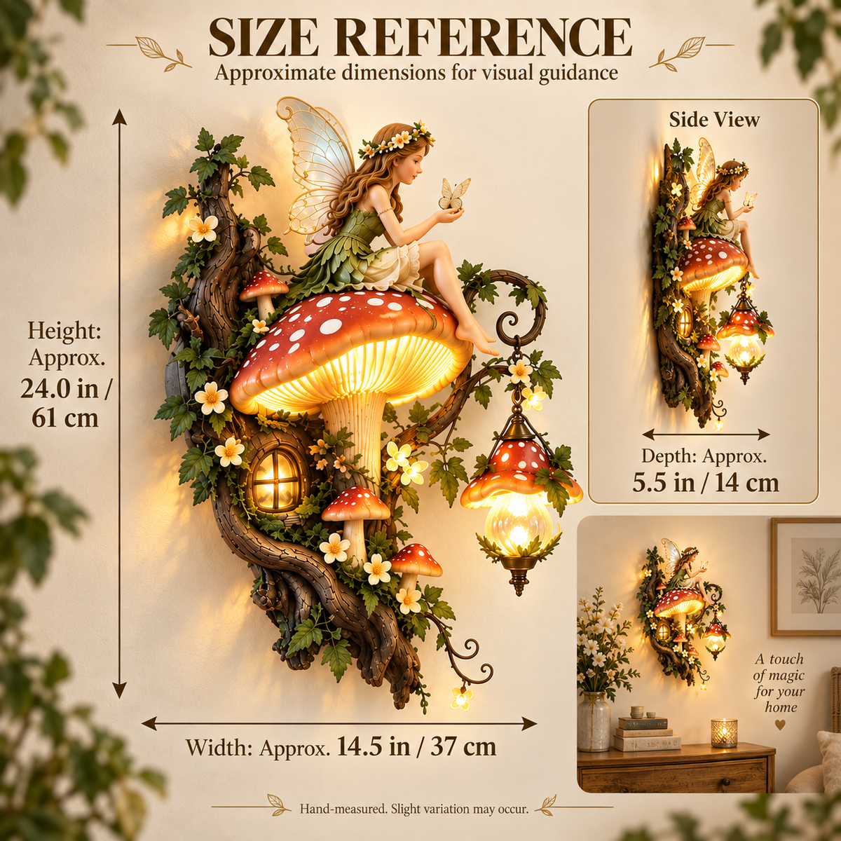 Enchanted Mushroom Fairy Wall Light package contents