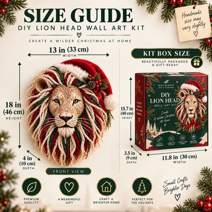 🎄🦁 DIY Christmas Lion Head Wall Art Kit – Festive Macramé Craft & Holiday Home Decor