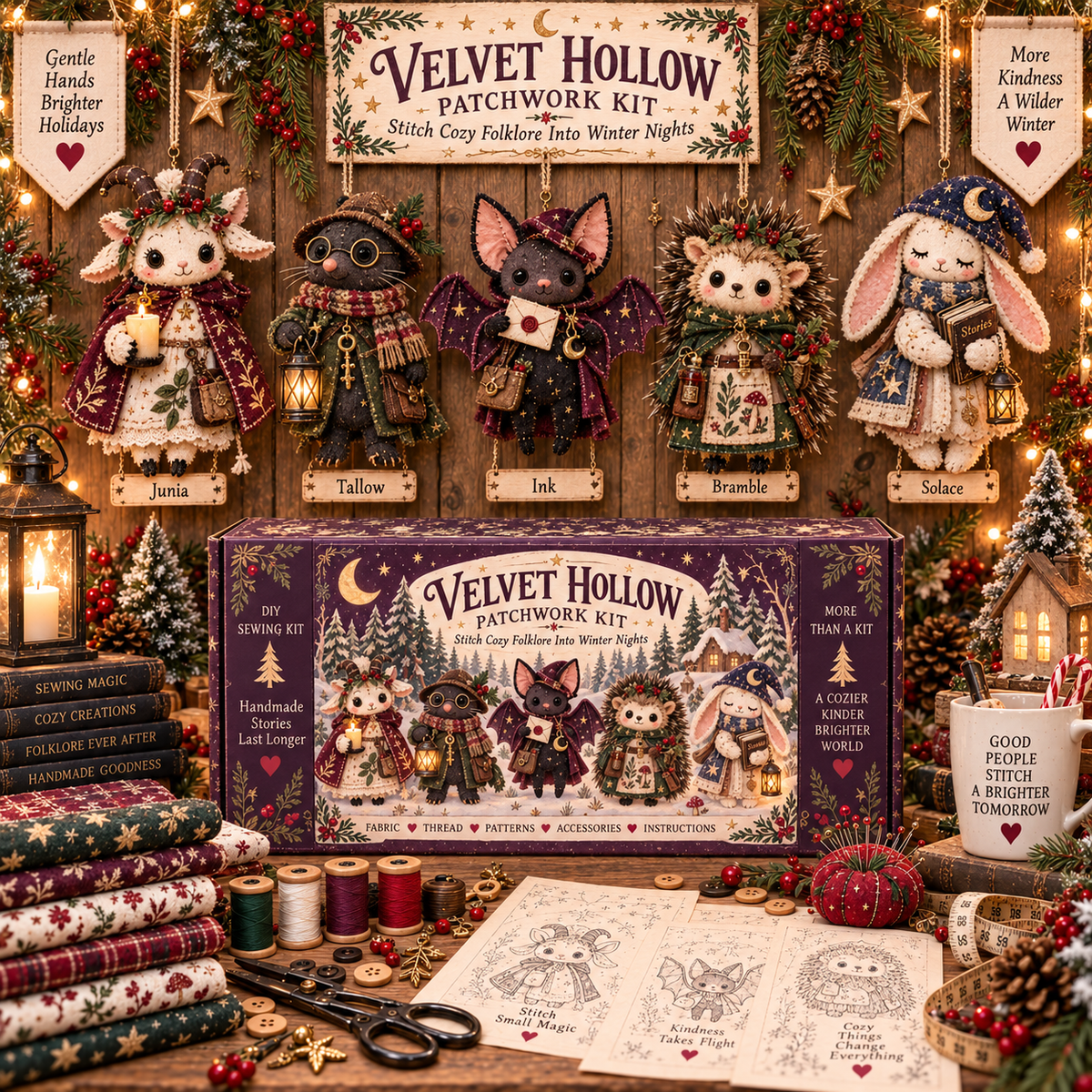 ✨ Christmas Patchwork Character DIY Kit™ – Create Your Own Handmade Holiday Friends 🎁🧵