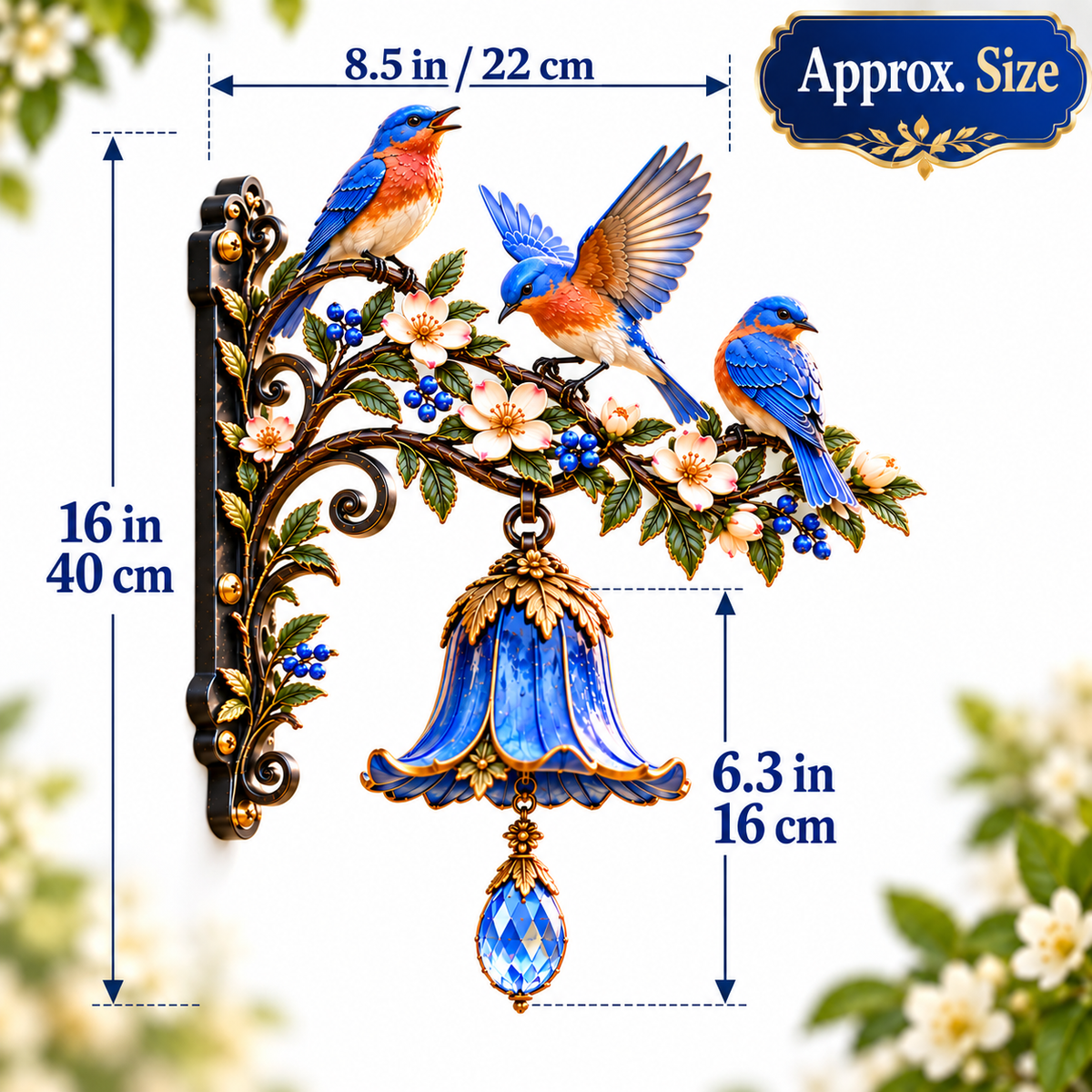 🐦🌸 Bluebird Blossom Welcome Bell™ – Where Bluebirds Come to Greet You