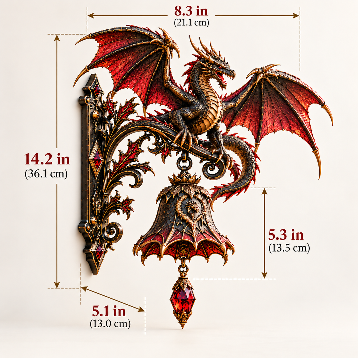 Dragon Guardian Welcome Bell dimensions