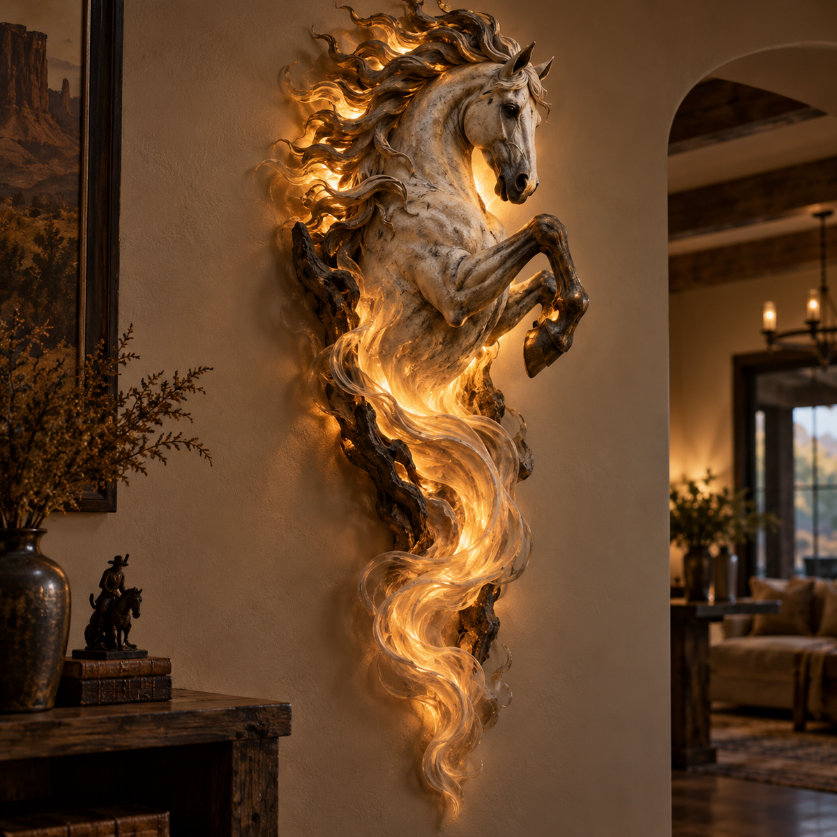 Celestial Flame Unicorn illuminated wall sconce