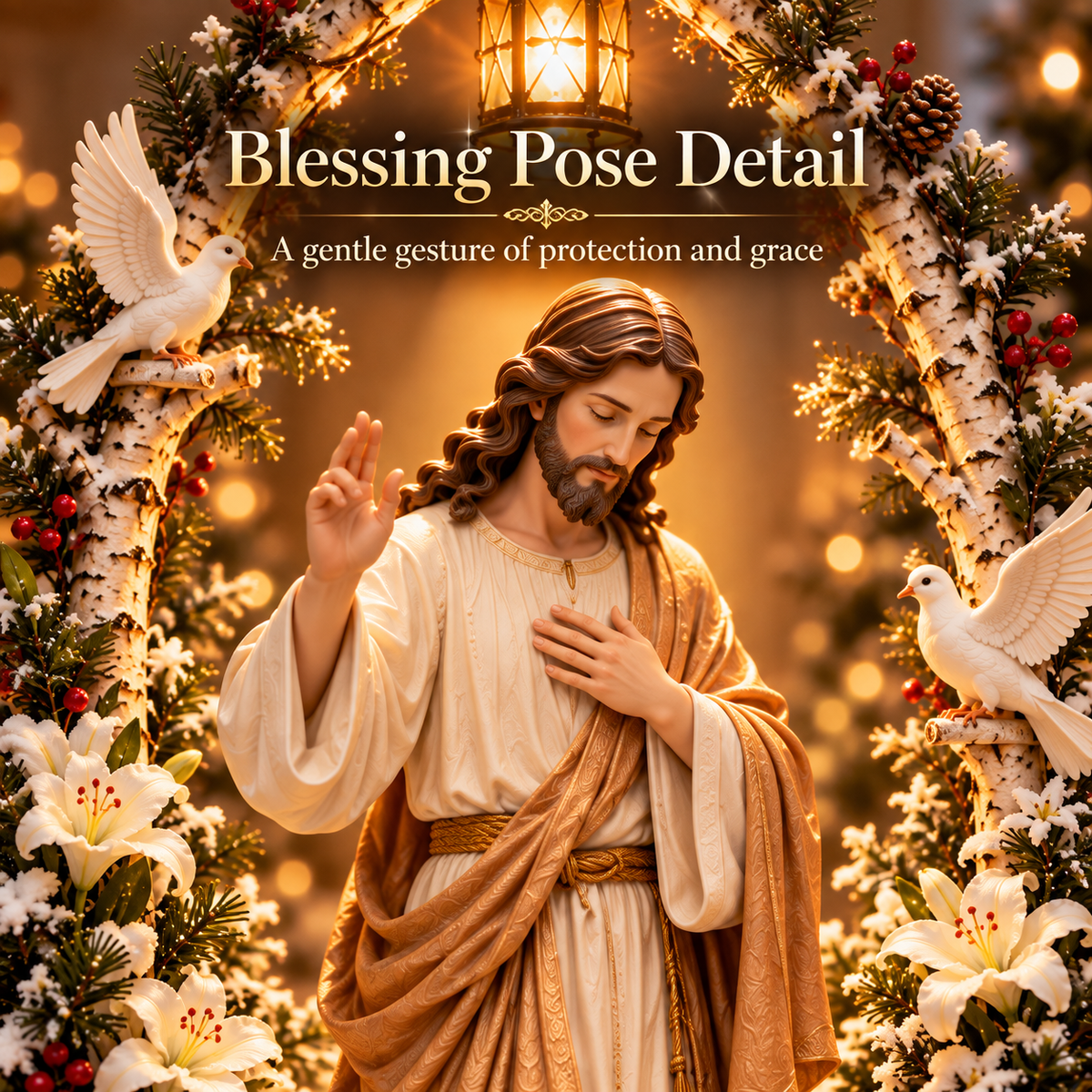 🕊️✨ Prince of Peace™ — Lighted Jesus Blessing Arch with Doves & Lilies 🙏