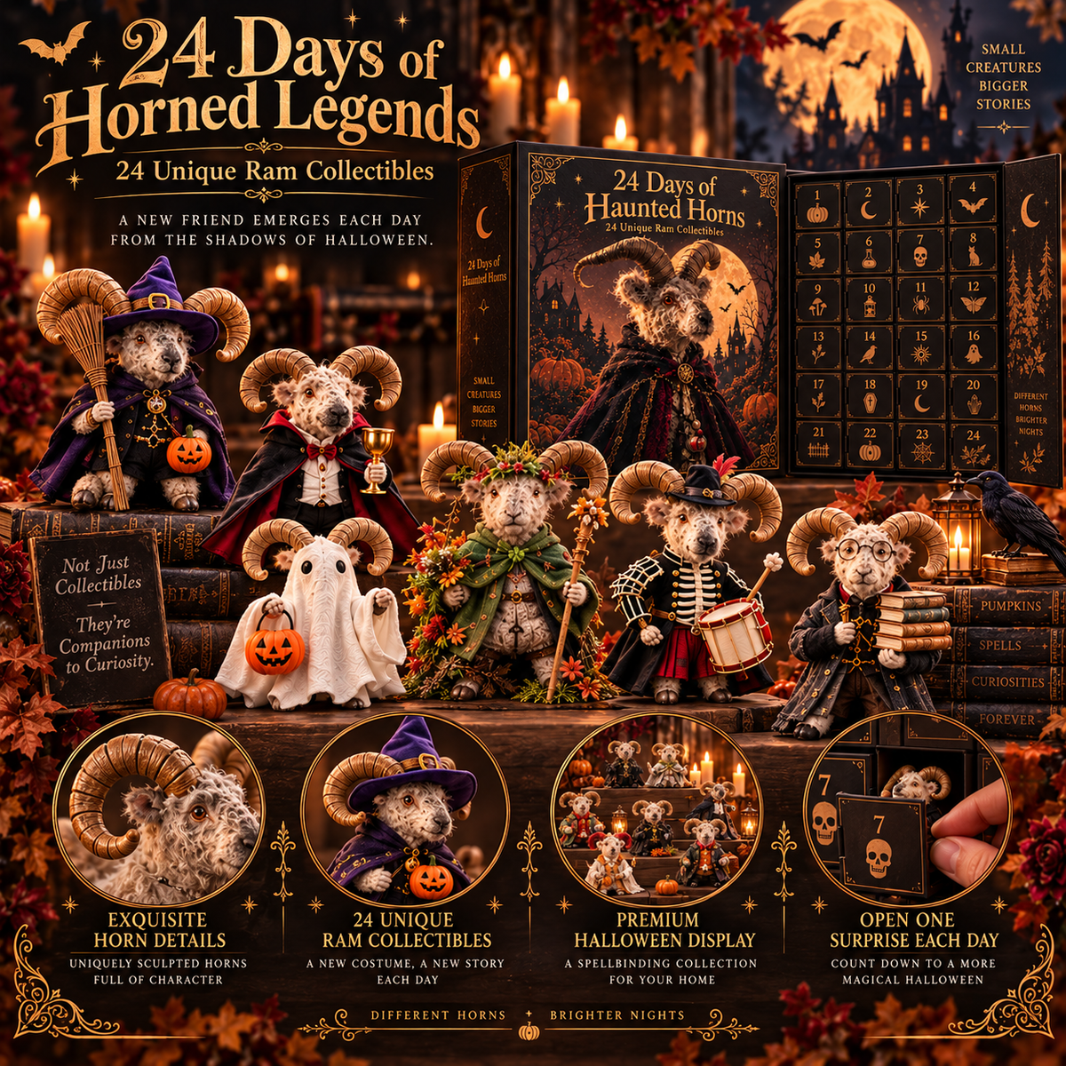 Haunted Horns Halloween collectible features