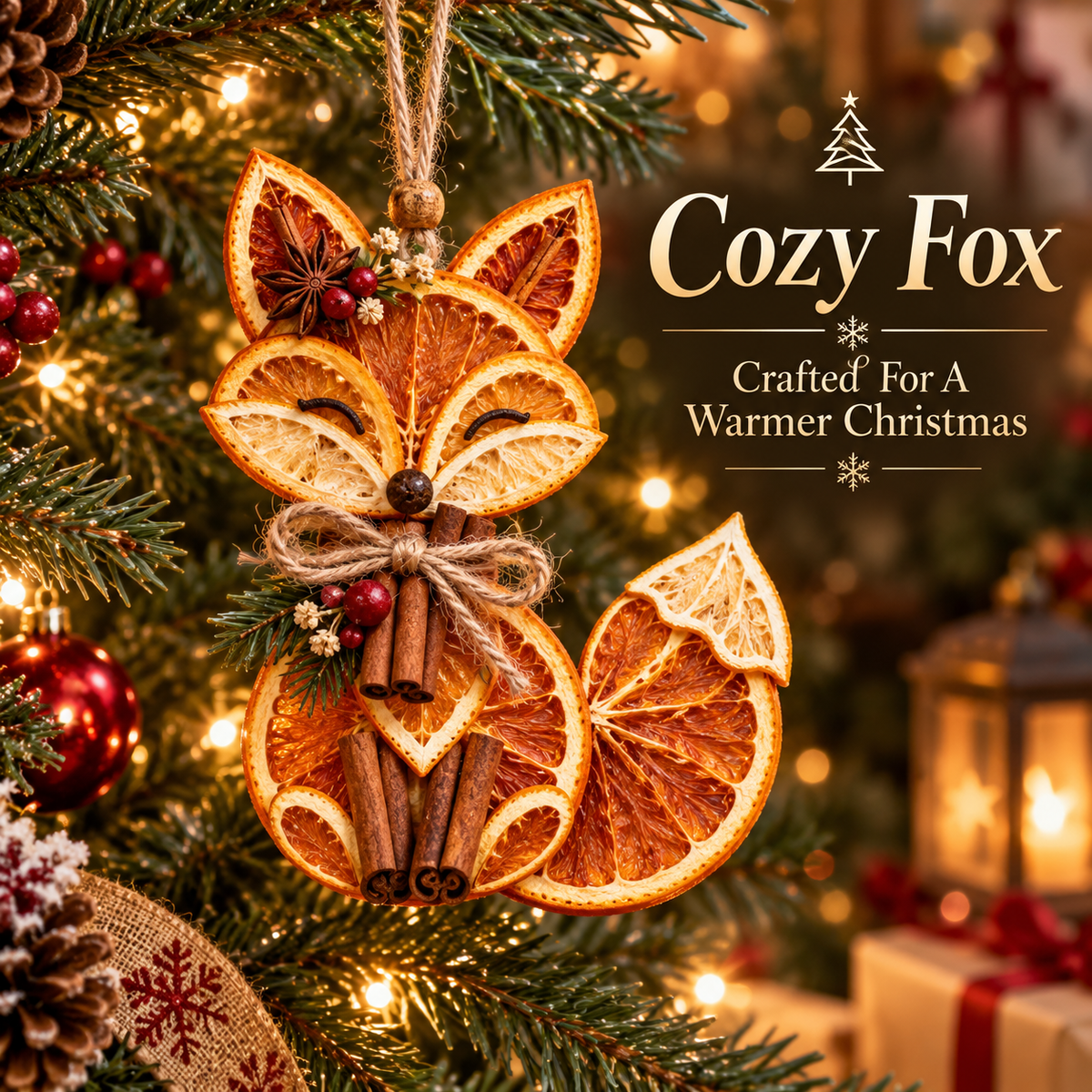 🍊🎄 Handcrafted Citrus Woodland Christmas Ornament Collection