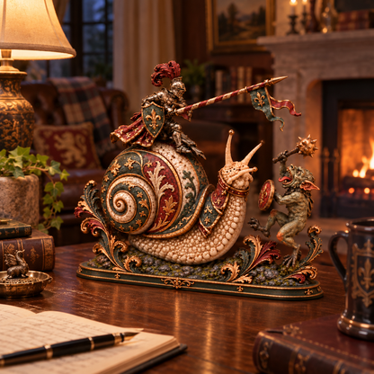🐌⚔️ The Snail Knight of the Margins™ Medieval Marginalia Collector Statue