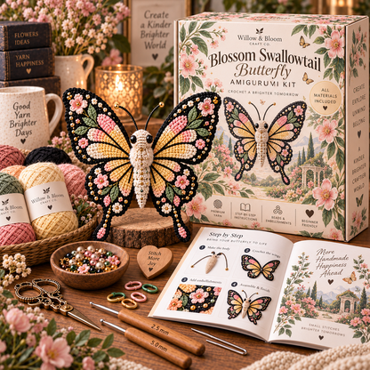 🦋 DIY Crochet Butterfly & Moth Amigurumi Kit – Handmade Craft Set