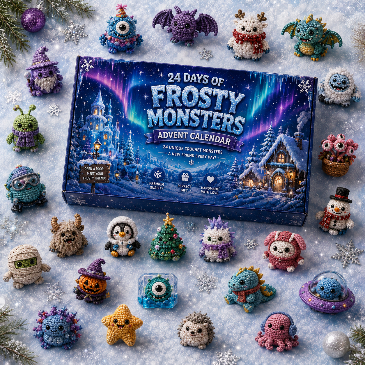 ❄️ 24 Days of Frosty Monster Christmas Advent Calendar – 24 Unique Winter Creature Collectibles