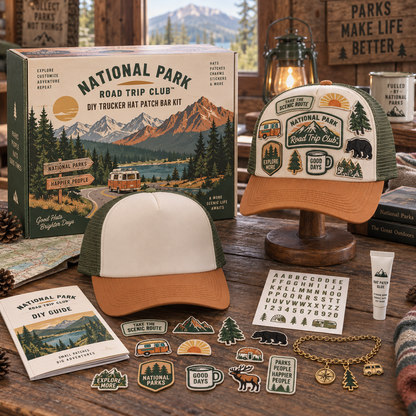 🧢 DIY Trucker Hat Patch Bar Kit – Create Your Own Custom Hat with Patches & Charms