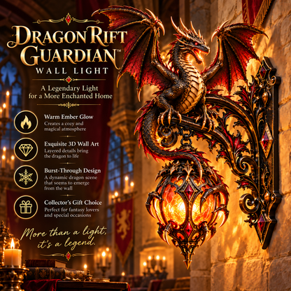 🐉🔥 Dragon Rift Guardian™ Wall Light – Medieval Ember Dragon Sconce