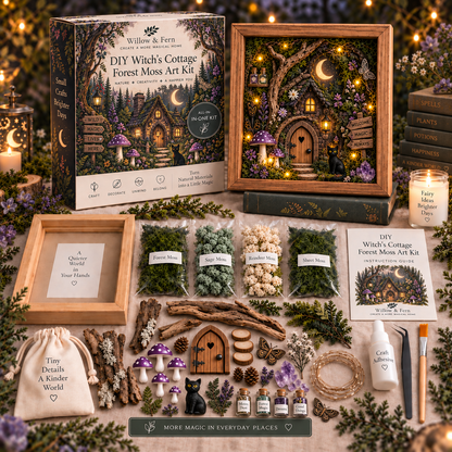 🌿✨ DIY Enchanted Forest Moss Art Kit | Light-Up Miniature Shadow Box 🧚‍♀️🍄