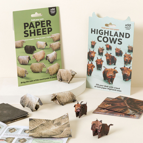 🐑🐄🐦 Fold & Friends™ – 50-Piece Origami Animal Paper Craft Kit
