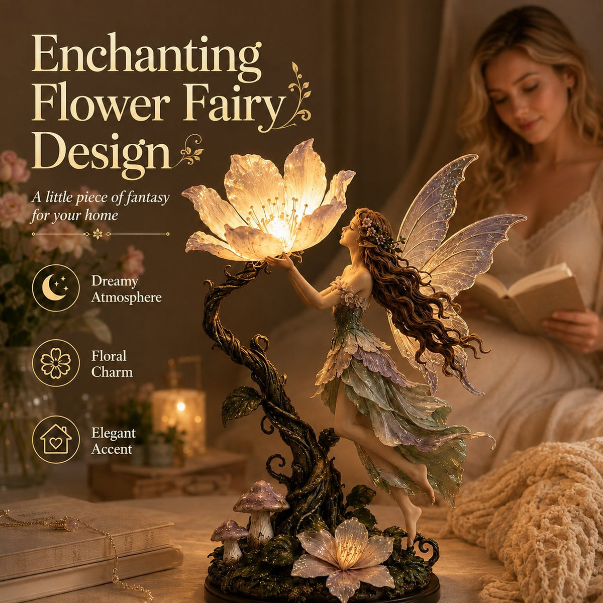🌙✨ Fairy Flower Night Light – Enchanted Floral LED Lamp for Cozy Home Décor