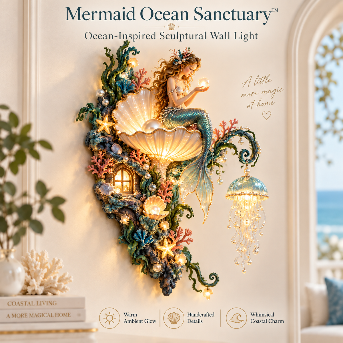 ⏰Limited Stock 50% OFF - 🧜‍♀️✨ Mermaid Pearl Wall Light 🐚🌊