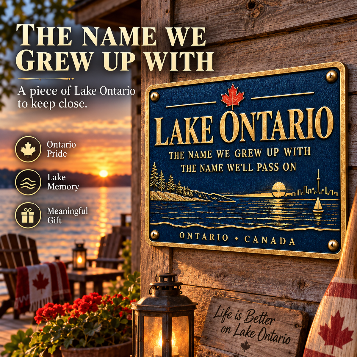 🍁 Lake Ontario Legacy Metal Wall Sign | The Name We Grew Up With 🌊