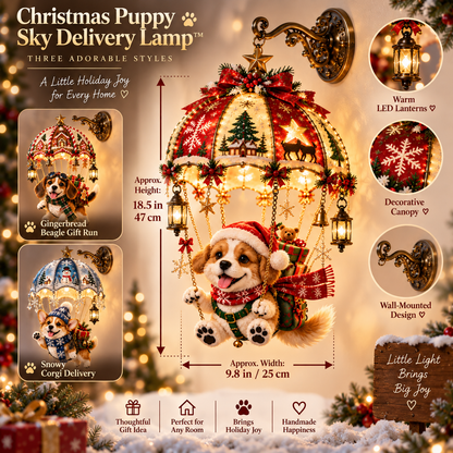 🎄🐶 Christmas Puppy Sky Delivery Lamp™ – Whimsical Lighted Holiday Wall Decor