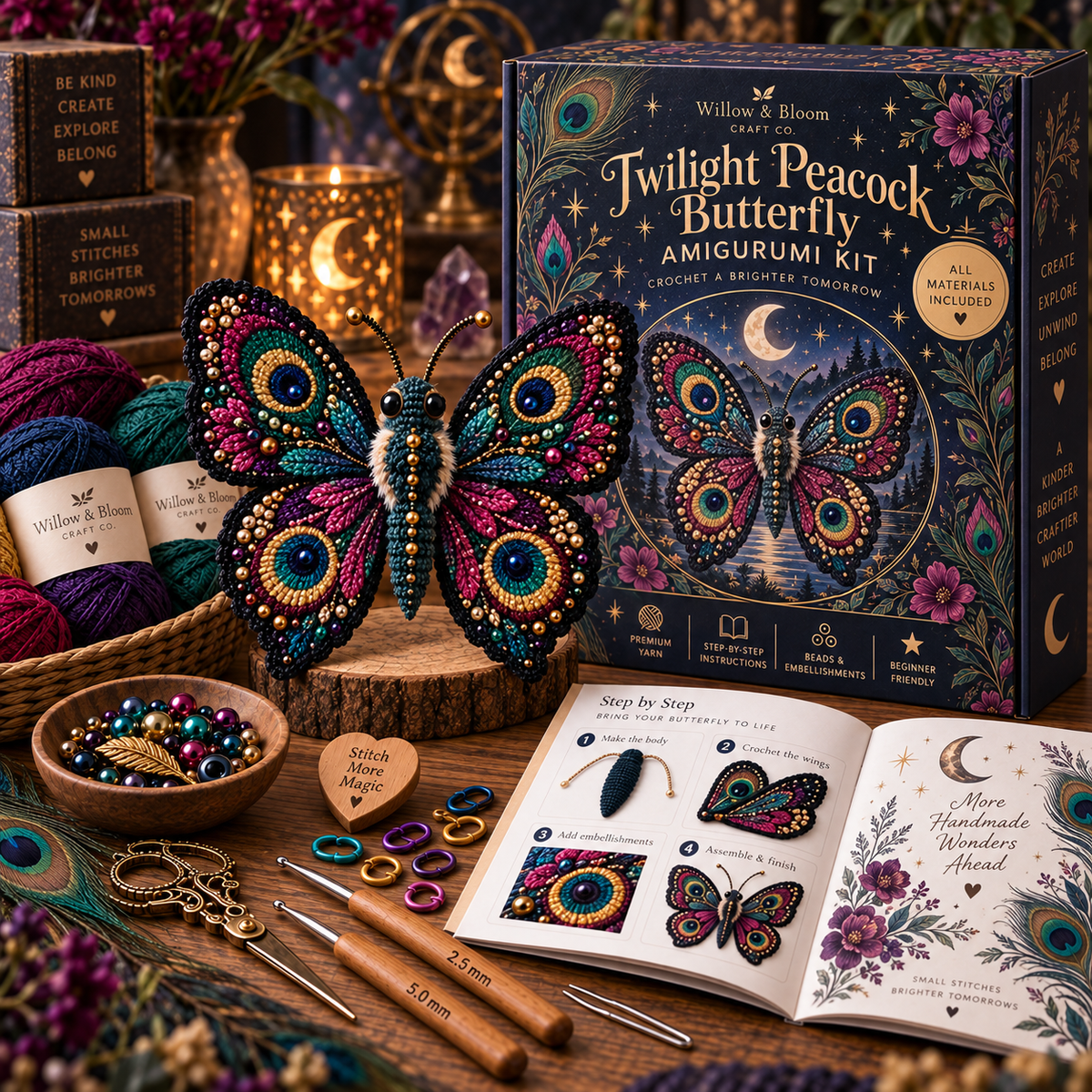 🦋 DIY Crochet Butterfly & Moth Amigurumi Kit – Handmade Craft Set